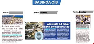 AĞUSTOSTA 2.4 MİLYAR DOLARLIK OTOMOTİV İHRACATI GERÇEKLEŞTİ 